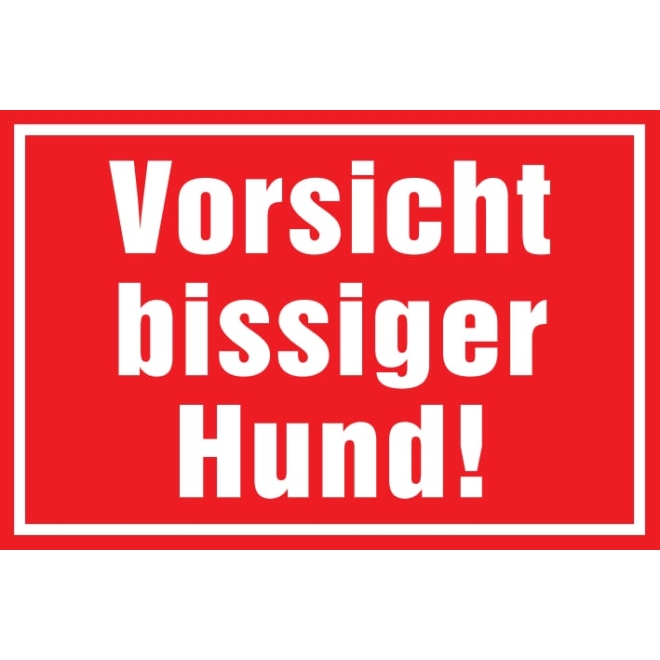 Warnschild: Vorsicht bissiger Hund, rot, 250x150mm, Hinweisschild, Hunde-Türschild