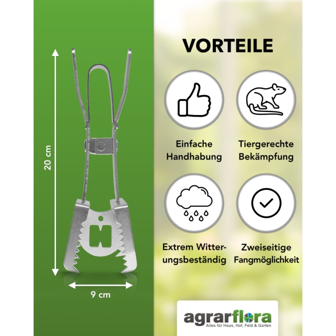 5x Wühlmaus Zangenfalle mit Köderplatten - Schnappfalle zur Wühlmausbekämpfung - 5 Stück