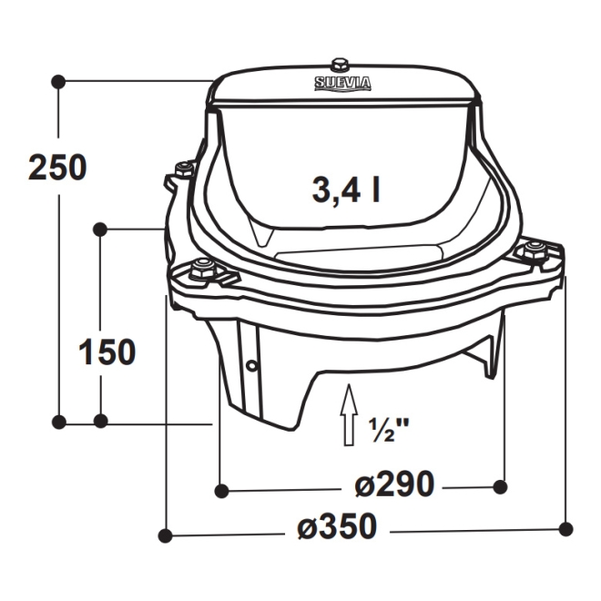Suevia Heizbares Schwimmer-Tränkebecken Mod. 43A - 24V/80W - 100.0043