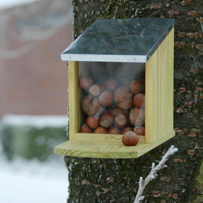 Esschert Design Eichhörnchen Futterhaus, Futterautomat, Futterstation für Eichhörnchen, WA09