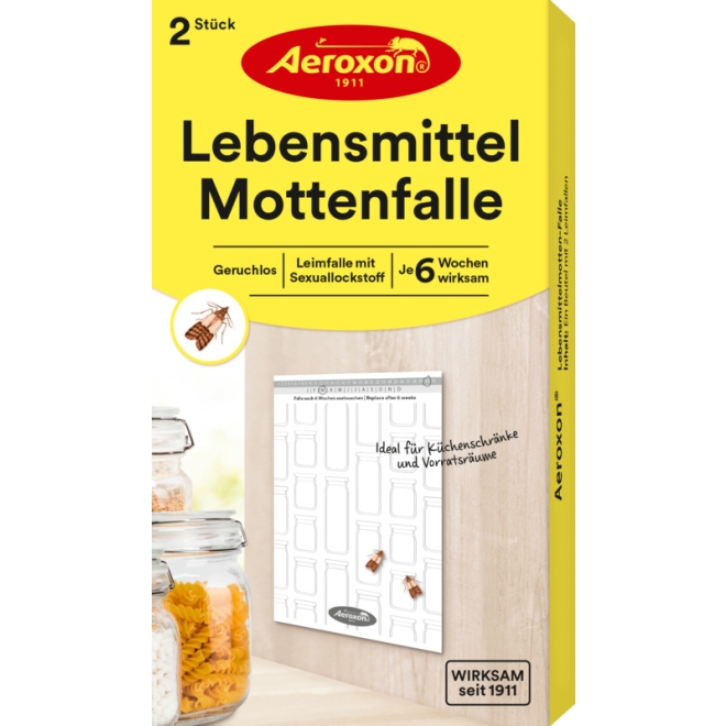 Aeroxon Lebensmittelmotten Falle, geruchlose Leimfalle, Mottenfalle - 2 Stück