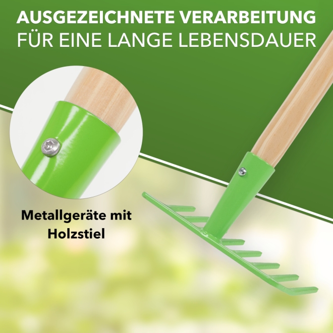 Kinder Gartenrechen Metall - kleiner Rechen für Kinder - Spielharke farblich sortiert
