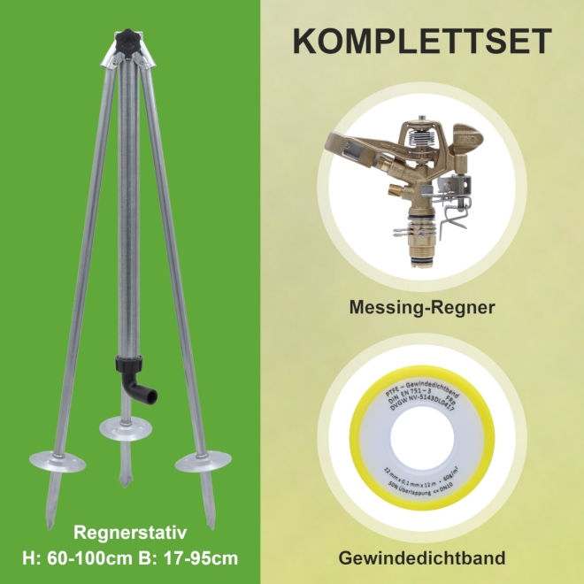 Vyrsa Kreisregner VYR-60, 3/4 Zoll, Sektorenregner, Komplettset mit Regnerstativ und Dichtband