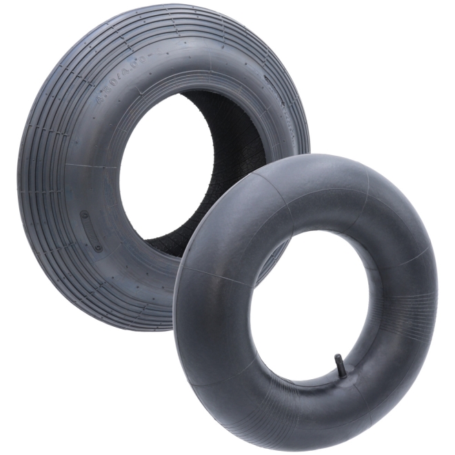 Schubkarren Reifen Set 4.80/4.00-8 (400x100) Mantel & Schlauch Schubkarrenrad