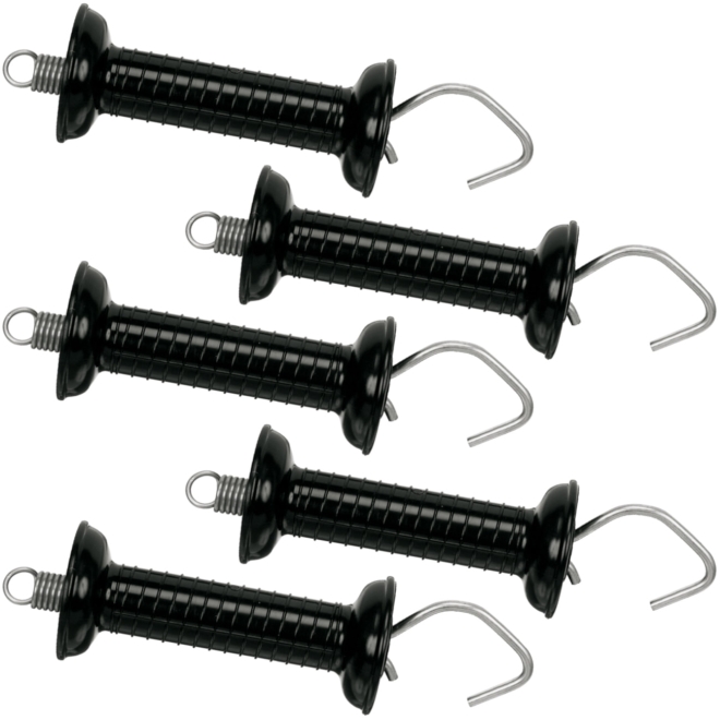5x Lister Torgriff WZ600, SCHWARZ, mit Haken, einfache Zugfeder, breiter Handschutz, Sparset