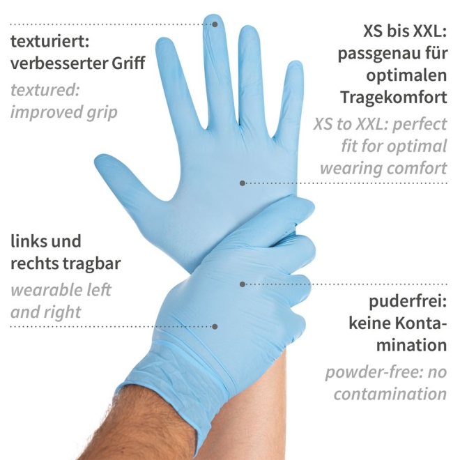 Hygostar Nitrilhandschuhe Safe Light - 4 Mil - Größe 10/XL - 100 Stück