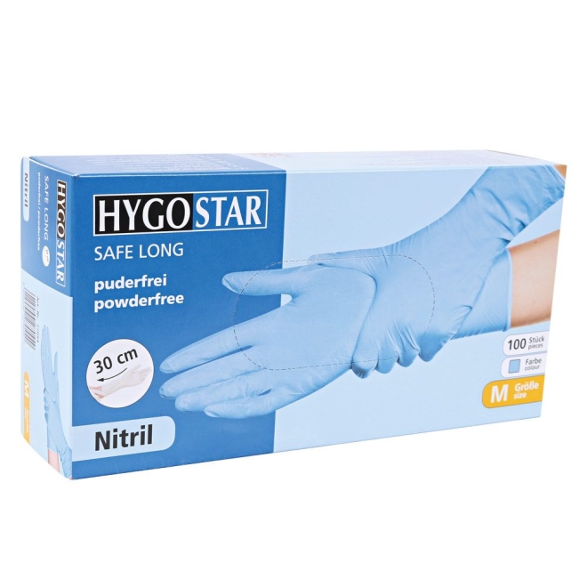Hygostar Nitrilhandschuhe Safe Long - 5 Mil - Größe 10/XL - 100 Stück