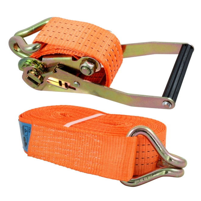 Ratschen-Zurrgurt 10m, 2-teilig, orange, Zurrgurt zum Verzurren von Lasten zur Ladungssicherung