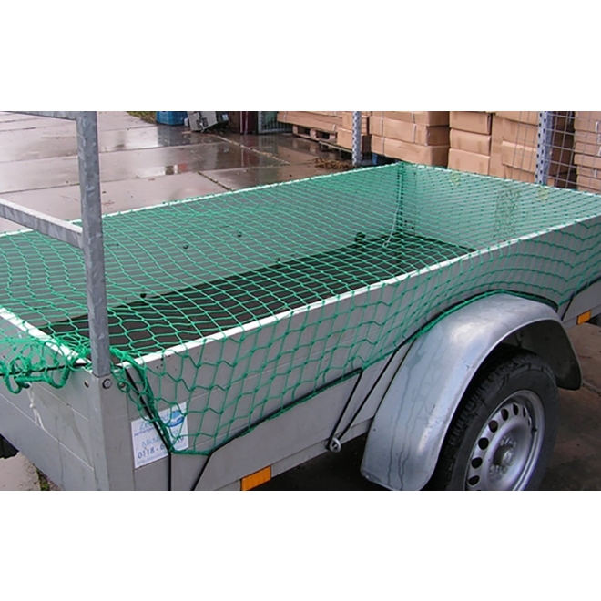 Abdecknetz 1,50 x 2,20m, Anhängernetz aus PP, mit Gummi-Spannleine Ø6mm, Maschenweite 45 mm
