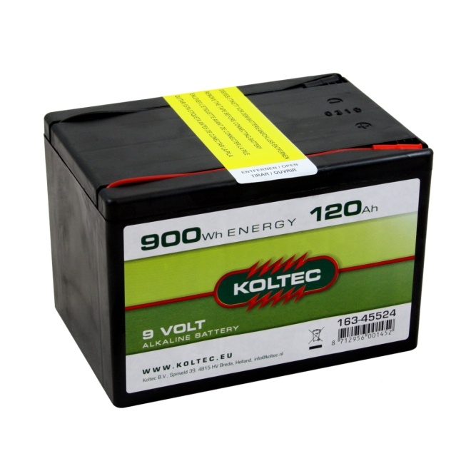 Koltec Alkaline 9V - 120Ah Weidezaunbatterie - Batterie für Weidezäune