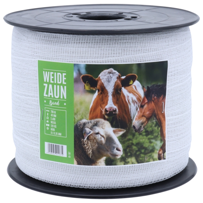Weidezaunband BASIC 200m, 40mm, 8 x 0,16 Niro, weiß