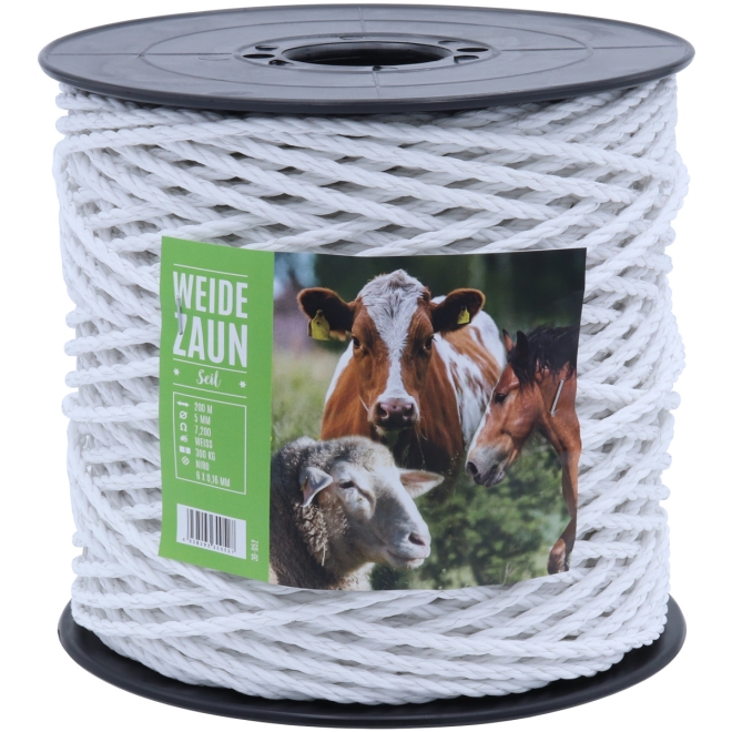 Weidezaunseil BASIC 200m, 5mm, 6 x 0,16mm Niro, weiß
