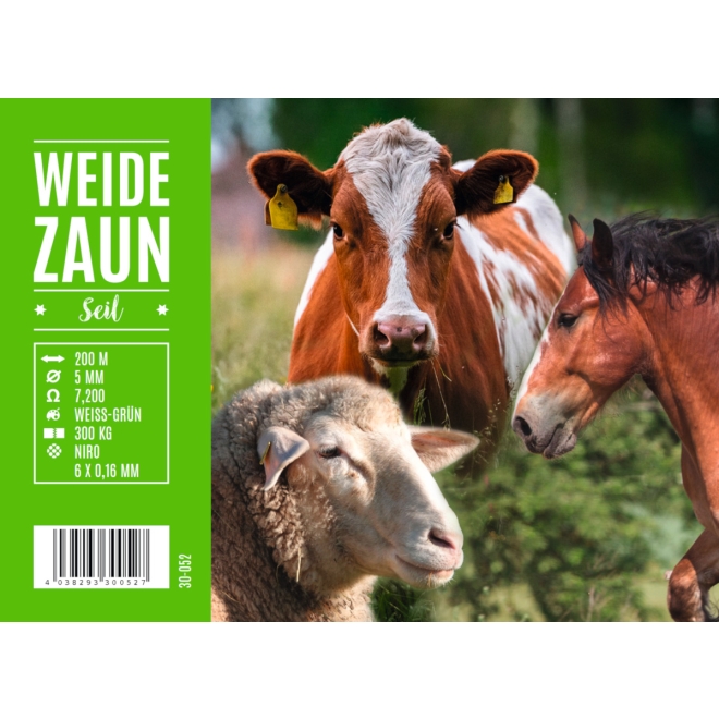 Weidezaunseil BASIC 200m, 5mm, 6 x 0,16mm Niro, weiß