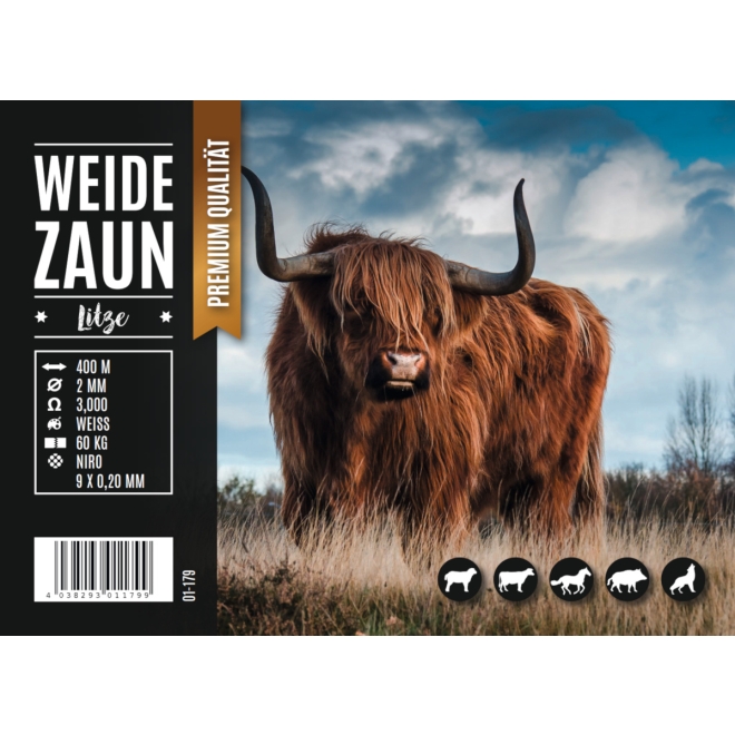 Weidezaunlitze EXPERT 400m, 9 x 0,20 Niro, weiß