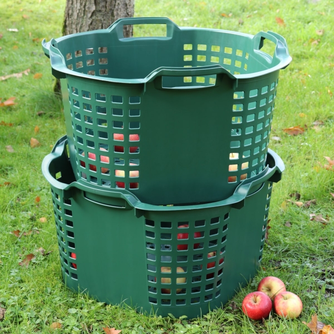 Gartenkorb 50 Liter, grün, Ø540x310mm, stapelbarer Obstkorb, Erntekorb, Universalkorb
