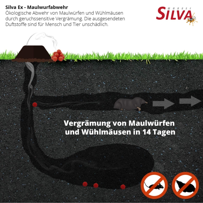 Silva Ex Maulwurfabwehr, 100 Kugeln, effektives Vergrämungsmittel gegen Maulwürfe