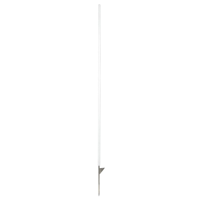 Kunststoffpfahl 158cm x Ø19mm, rund, 1 Spitze, weiß, Weidezaunpfahl, mit Tritt