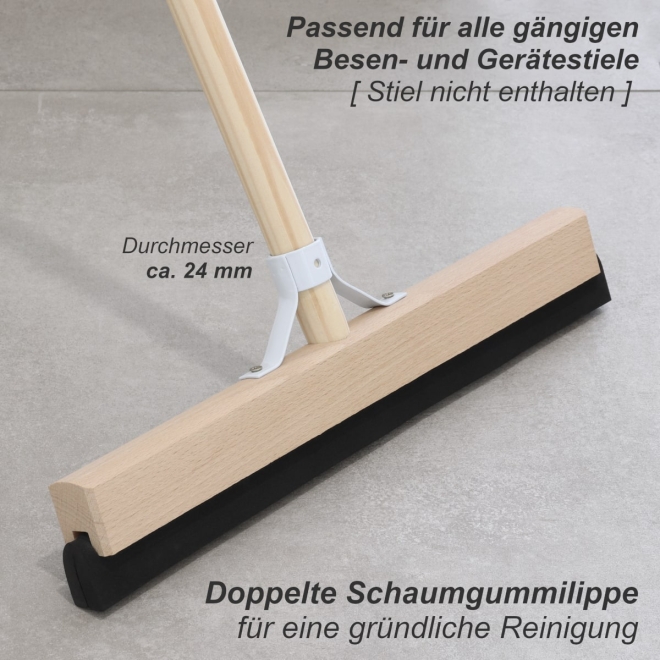 Wasserschieber Holz 40cm, Bodenabzieher, Schaumgummiwischer mit Metallstielhalter