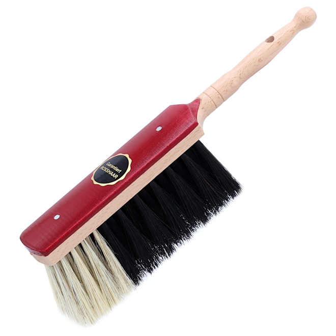 Stubenhandfeger Rosshaar 30cm, lackiertes Buchenholz, Handfeger für feinen Schmutz und Staub