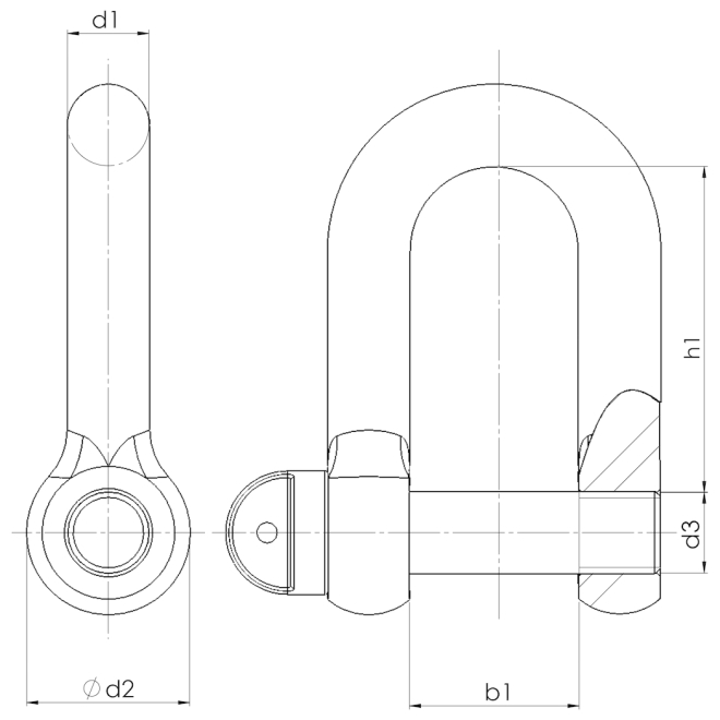 Schäkel gerade 10mm - 3/8 Zoll - verzinkt mit Augenbolzen