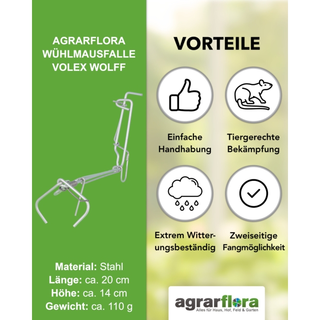 VoleX Wühlmausfalle Wolff - Zangenfalle zur Wühlmausbekämpfung