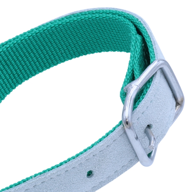 Halsriemen für Schafe, verstellbares Ziegenhalsband, Nylon & Leder, Grün, 60cm