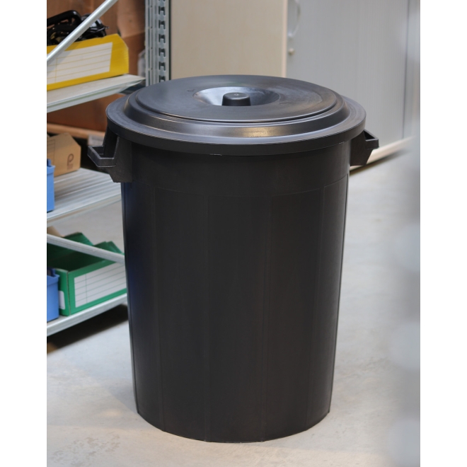Universaltonne 100 Liter schwarz - Futtertonne, Gartentonne, Regentonne - Ø54x69cm