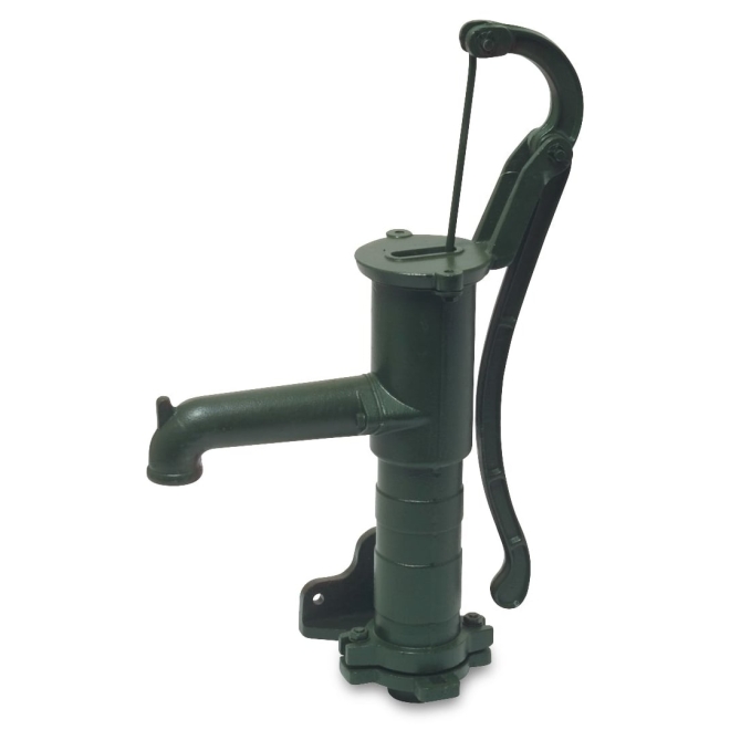 Handschwengelpumpe mit Seitenflansch, 1 1/4 Zoll, 660mm, Gusseisen, grün