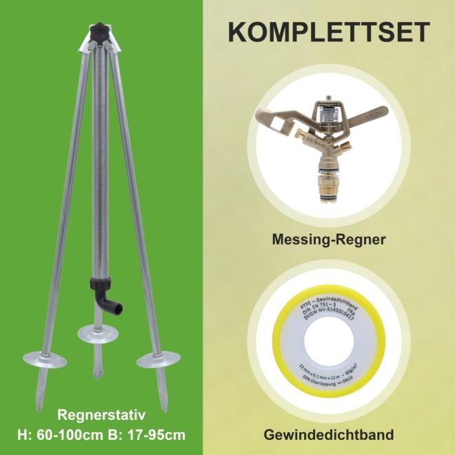 Vyrsa Vollkreisregner VYR-35, 3/4 Zoll, Kreisregner, Komplettset mit Regnerstativ und Dichtband