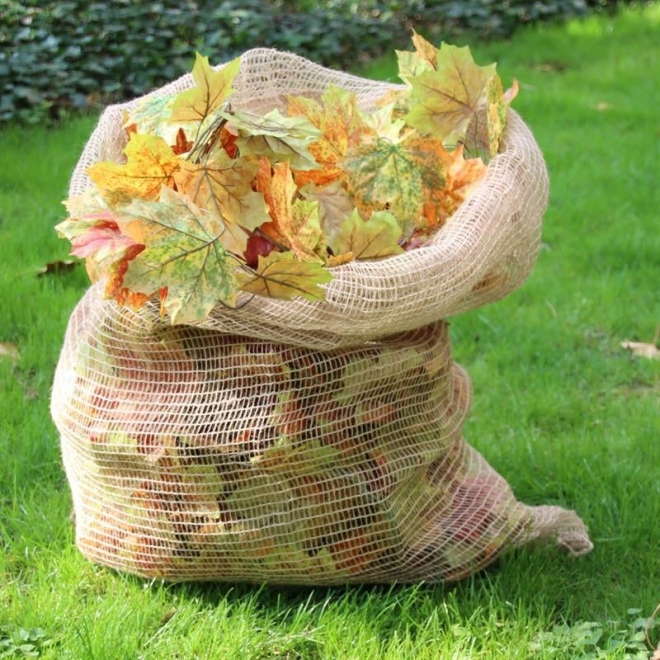 3x Noor Laubsack Jute, 70x100cm, kompostierbar, Gartensack, Abfallsack, Jutesack