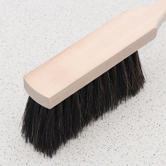 Langstiel Handfeger Rosshaar 43cm, Buchenholz, Handbesen mit langem Stiel