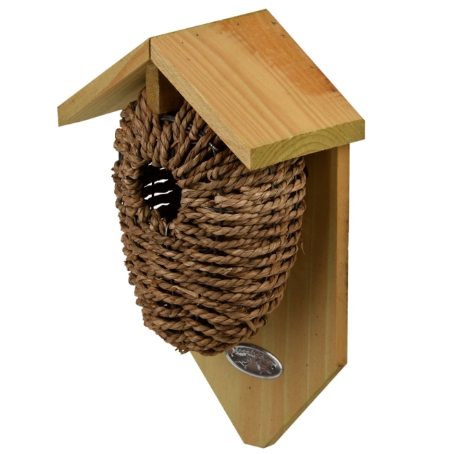 Esschert Design Nistkasten Seegras, Zaunkönig, Vogelhaus, Nestbeutel, Nesthöhle, NKBS
