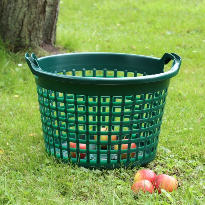 Jopa Gartenkorb 15kg, grün, rund, Ø410x280mm, Erntekorb aus Recycling-Kunststoff