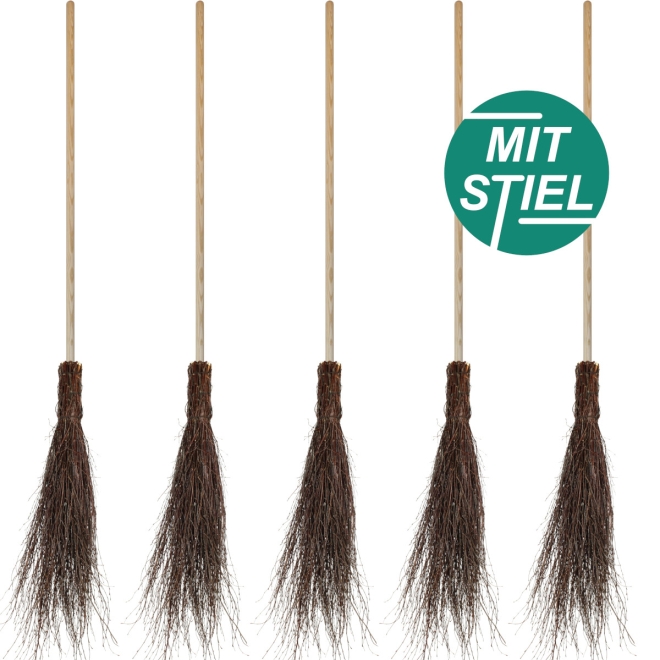 5x Birken Reisigbesen mit Stiel - Strauchbesen aus Birkenreisig - Reiserbesen - 5 Stück