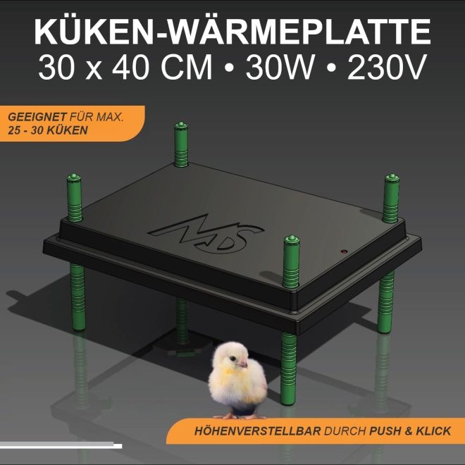 Küken-Wärmeplatte 30x40cm, 30 Watt, Heizplatte für die Kükenaufzucht