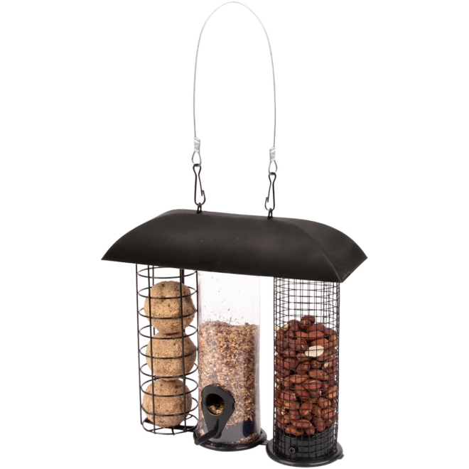 Esschert Design Vogelfutterstation 3in1, Vogelfuttersilo, Futterstelle, Futterspender, FB469