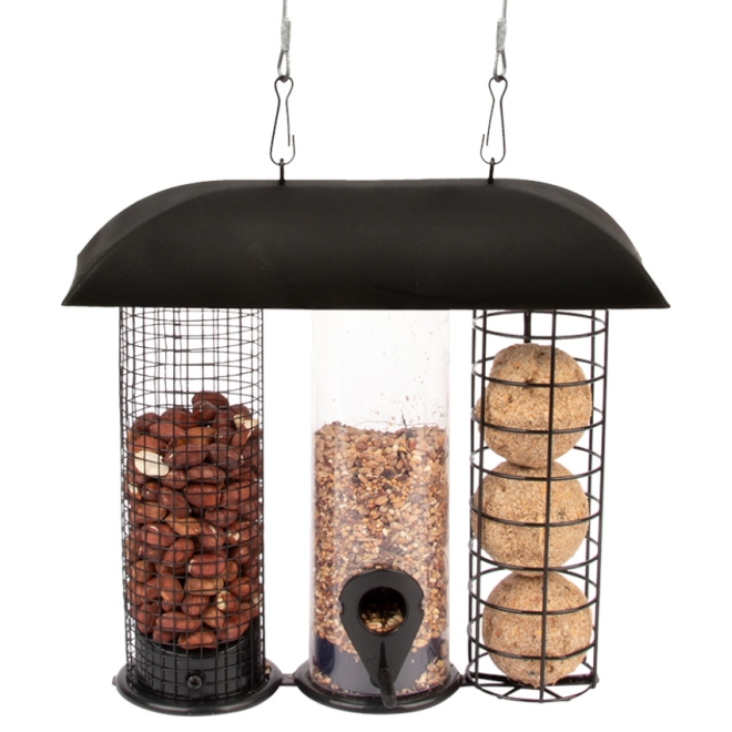 Esschert Design Vogelfutterstation 3in1, Vogelfuttersilo, Futterstelle, Futterspender, FB469