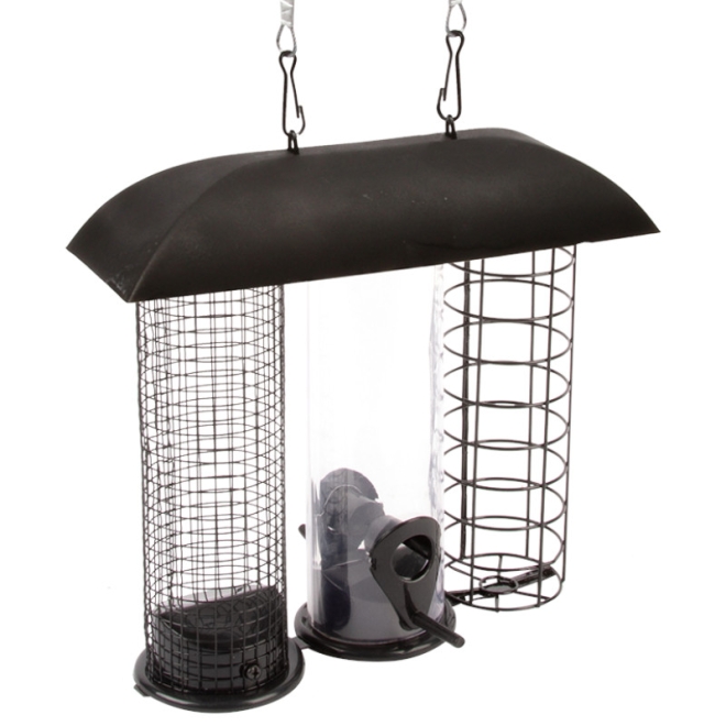 Esschert Design Vogelfutterstation 3in1, Vogelfuttersilo, Futterstelle, Futterspender, FB469
