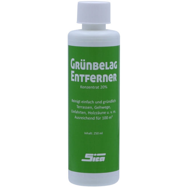 SICA Grünbelagentferner 250ml Rundflasche, Konzentrat 20%, Algenentferner, Moosentferner