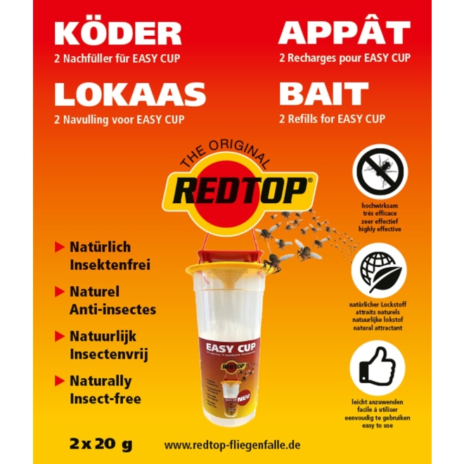 RedTop Nachfüllpack für Fliegenfalle Easy Cup - Ersatzköder 2x20g