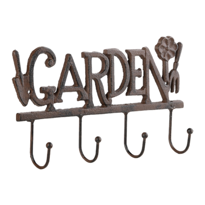 Esschert Design Wandhaken GARDEN, Gusseisen, Hakenleiste, Garderobenhaken, LH99