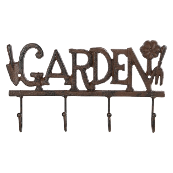 Esschert Design Wandhaken GARDEN, Gusseisen, Hakenleiste, Garderobenhaken, LH99