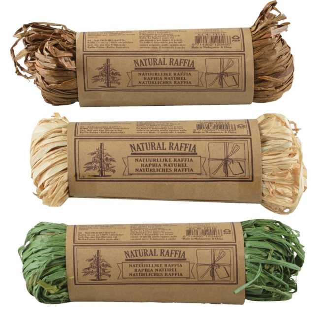 Esschert Design Raffia Bindematerial 50g, sortiert, Pflanzenband, Geschenkband, GT116