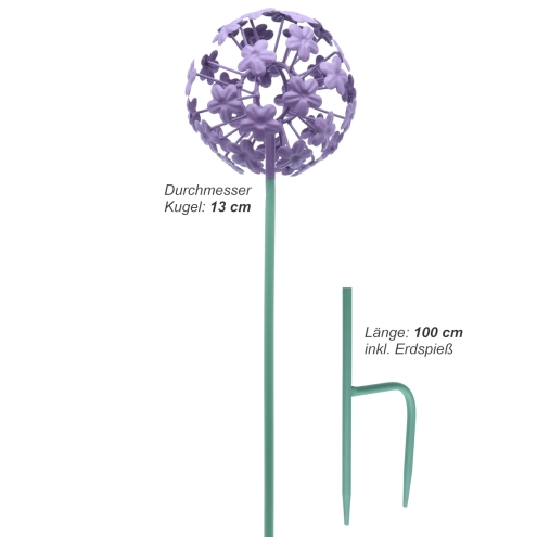Gartenstecker Hortensie 100cm - Blumen Dekostecker aus Metall