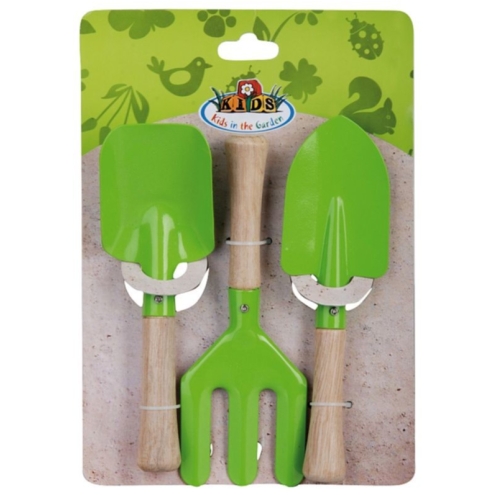 Esschert Design Kinder-Gartengeräte KG106, 3-teilig: Blumenkelle, Handschaufel, Forke, Werkzeug-Set