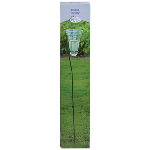 Esschert Design Regenmesser Glas, mit grünem Bodenstecker, Niederschlagsmesser TH6