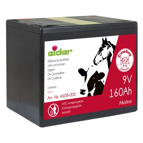 Eider Alkaline 9V - 160 Ah Weidezaunbatterie - Batterie für Weidezäune