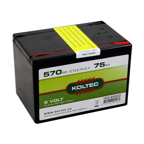 Koltec Alkaline 9V - 75Ah Weidezaunbatterie - Batterie für Weidezäune