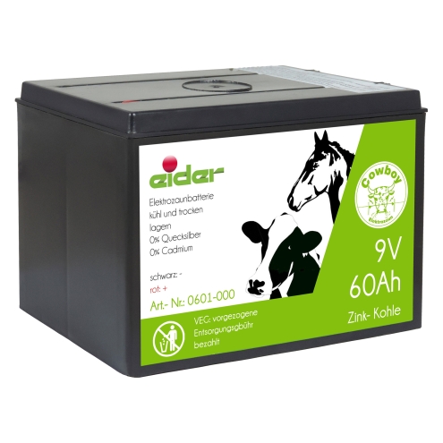 Eider Zink Kohle 9V - 60 Ah Weidezaunbatterie - Batterie für Weidezäune