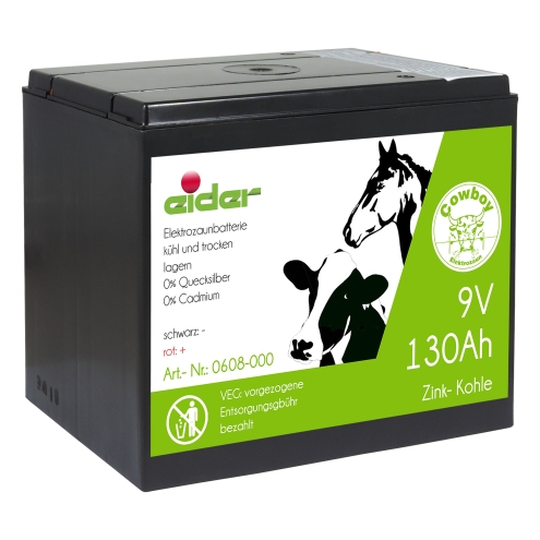 Eider Zink-Kohle 9V - 130 Ah Weidezaunbatterie - Batterie für Weidezäune